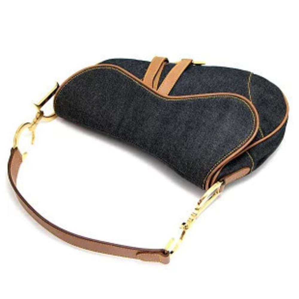 Christian Dior Saddle Bag One Shoulder Hobo Denim Indigo Blue - Picture 2 of 6